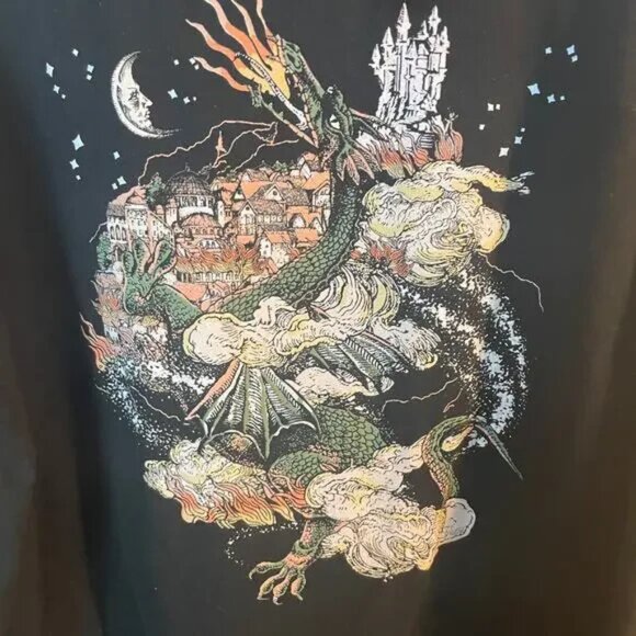 Phoebe Bridgers Dragon Pullover Hoodie Authentic 2XL Black Stars Moon Sweatshirt - Picture 3 of 13